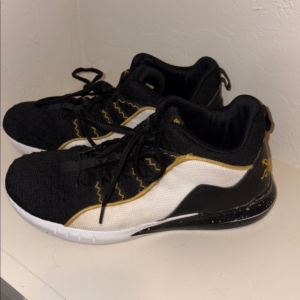 Black and Gold Athletic Sneakers